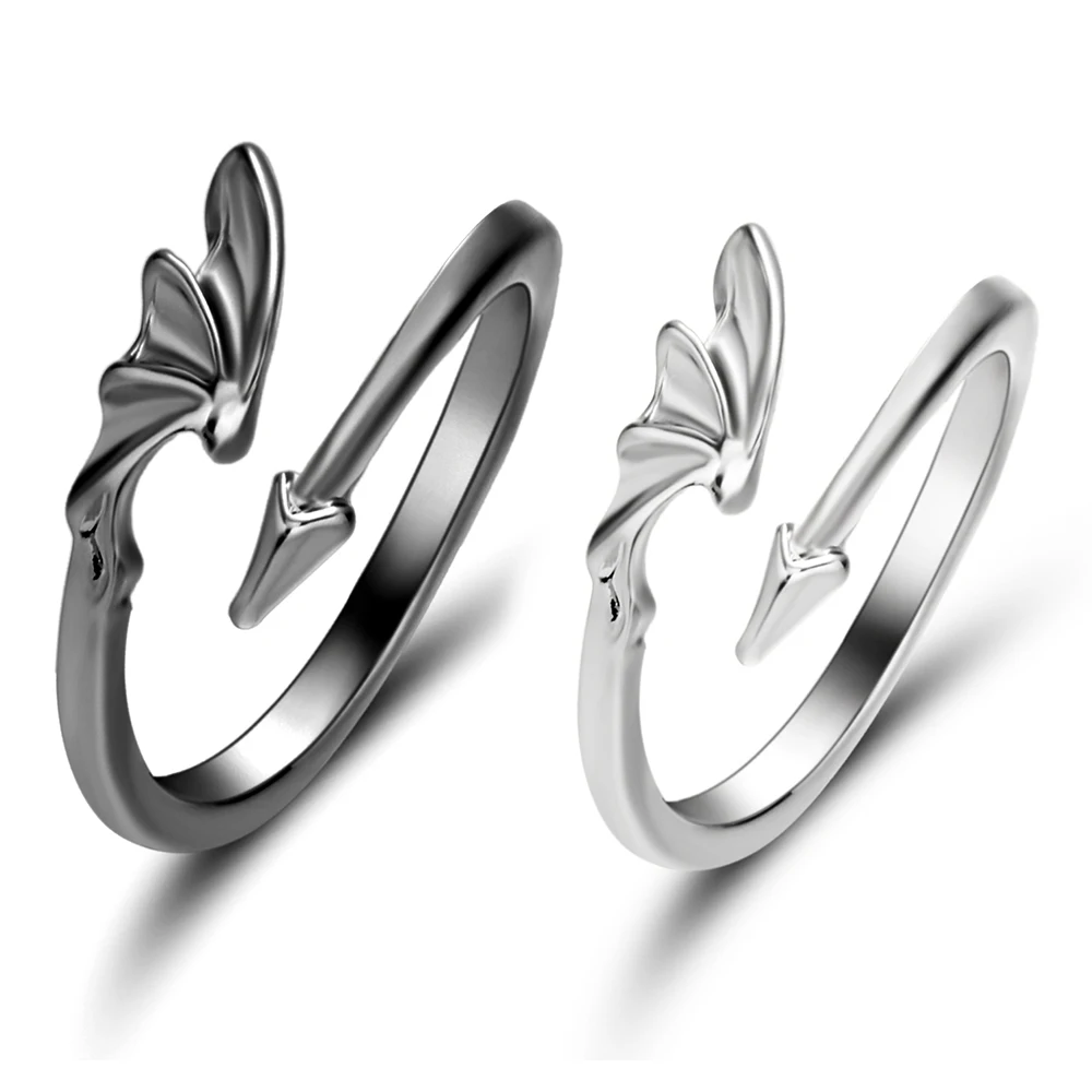 

2PCS Couple Rings Charm Angel Evil Rings Set For Lover Friendship Sea Whale Opening Finger Ring Best Wedding Engagement Jewelry