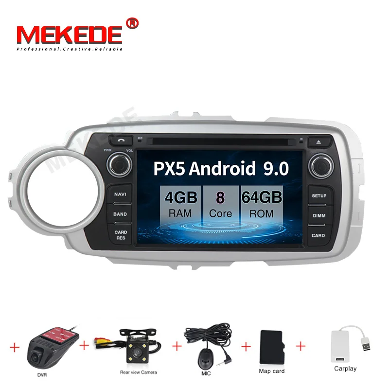 MEKEDE 4G ram 32G rom Android 9,0 автомобильное аудио-радио кассета для Toyota Yaris 2012- с gps Навигатор Радио ipod - Цвет: PX5