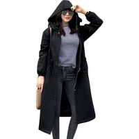 fashion windbreaker women clothing 2022 new spring autumn long trench coats korean plus size hooded outerwear tops n1117