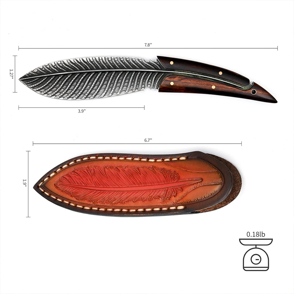 Прямой тактический нож из дамасской стали с фиксированным лезвием|Ножи| |