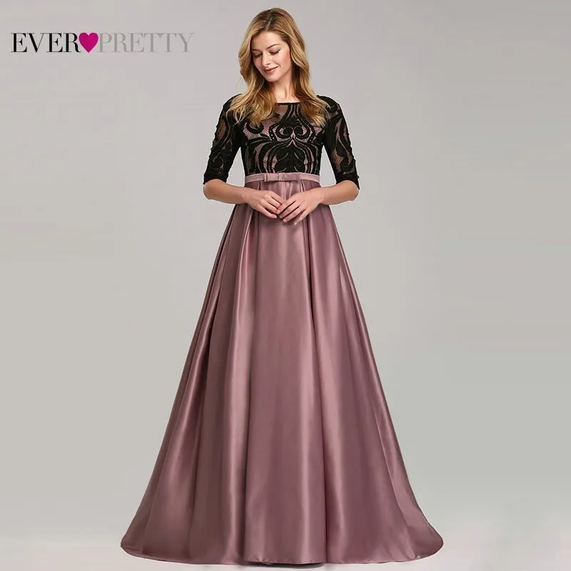 Контрастные цвета Вечерние платья Ever Pretty EP07866 A-Line o-образным вырезом имперский кружевной бант элегантная Сексуальная Вечерние платья Robe De Soiree