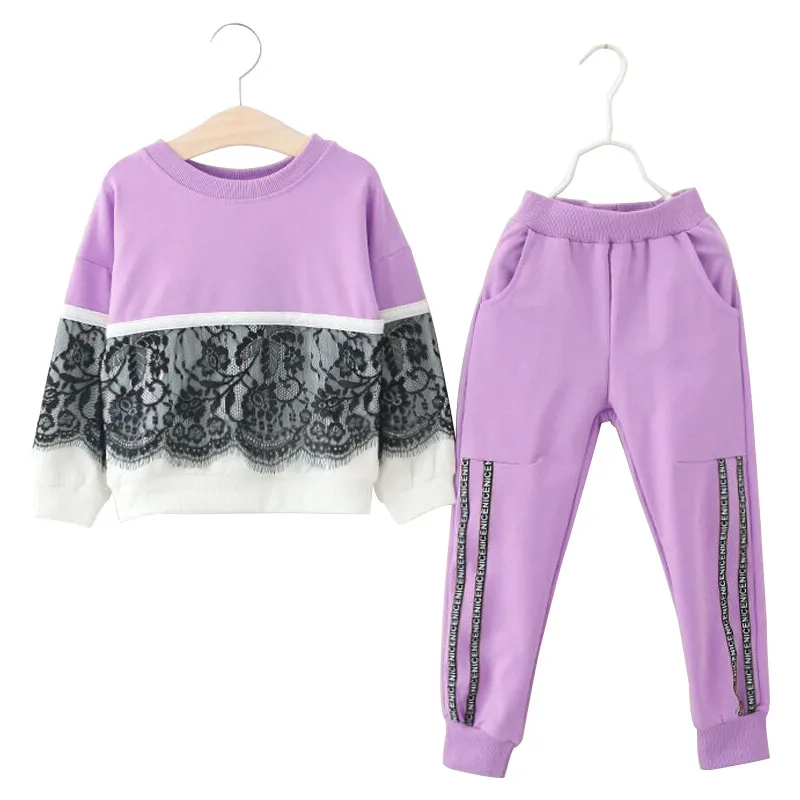 Спортивная одежда из двух предметов для девочек 2 7 лет кружевная модная футболка