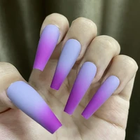 20pcs long ballerina gradient fake nails matte colorful false nail women wearable coffin full cover acrylic nail diy manicure
