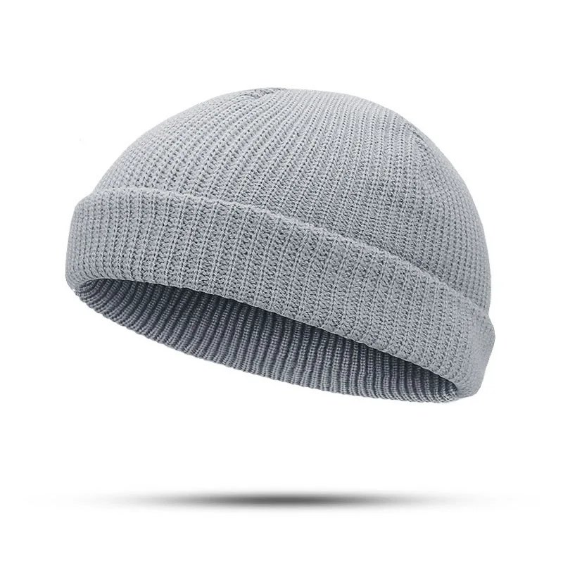 Шапка в рубчик для мужчин и женщин зимняя вязаная короткая акриловая шапка с