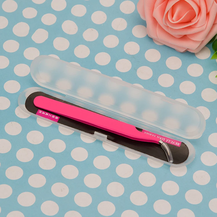 Модные розовые красные нержавеющая сталь tweezers инструменты для наращивания ресниц прямые изогнутые Профессиональные портативные брови самодельный пинцет
