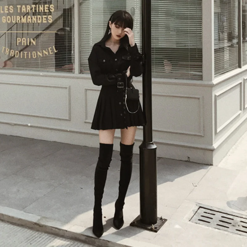 Y Demo готическое шикарное платье с длинным рукавом женское на бретельках рюшами