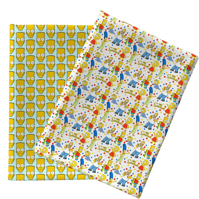 

Half yard 45X145cm The Simpsons fabric cartoon Print Polyester cotton DIY Material Pillow Hat sofa kird mask Handmade 1130