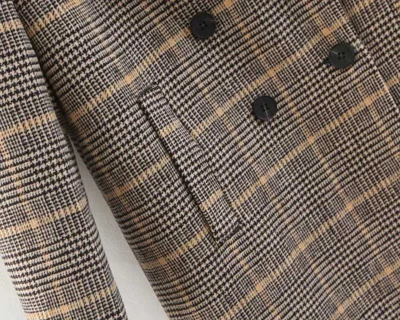 Женское длинное двубортное пальто в английском стиле из твила с отложным