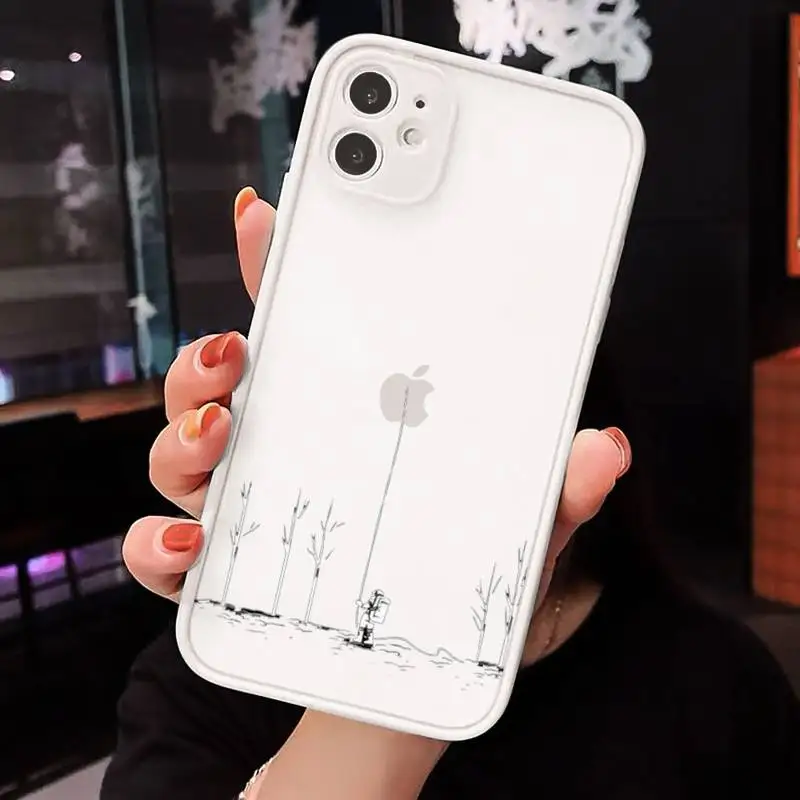 

Cute Cartoon Astronaut Phone Cases Matte transparent For White iPhone 12 Mini 11 Pro XR XS Max 7 8 Plus X Back Cover