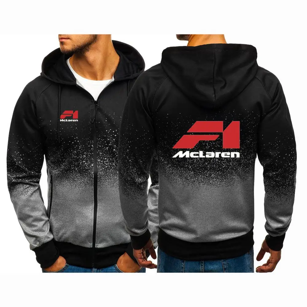 

NEW Unisex Spring Autumn Men McLaren Car Logo Print Gradient Coats Hoodies Zipper jackets Man Sports Sweatshirt