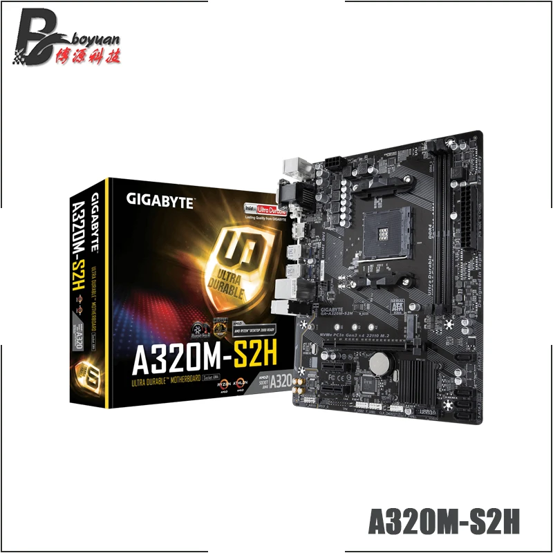 Gigabyte GA A320M S2H M-ATX AMD A320/DDR4/M.2/USB3.1/STAT3.0/SSD//32G/двойной канал/Поддержка R9 3900X разъем AM4 материнская плата