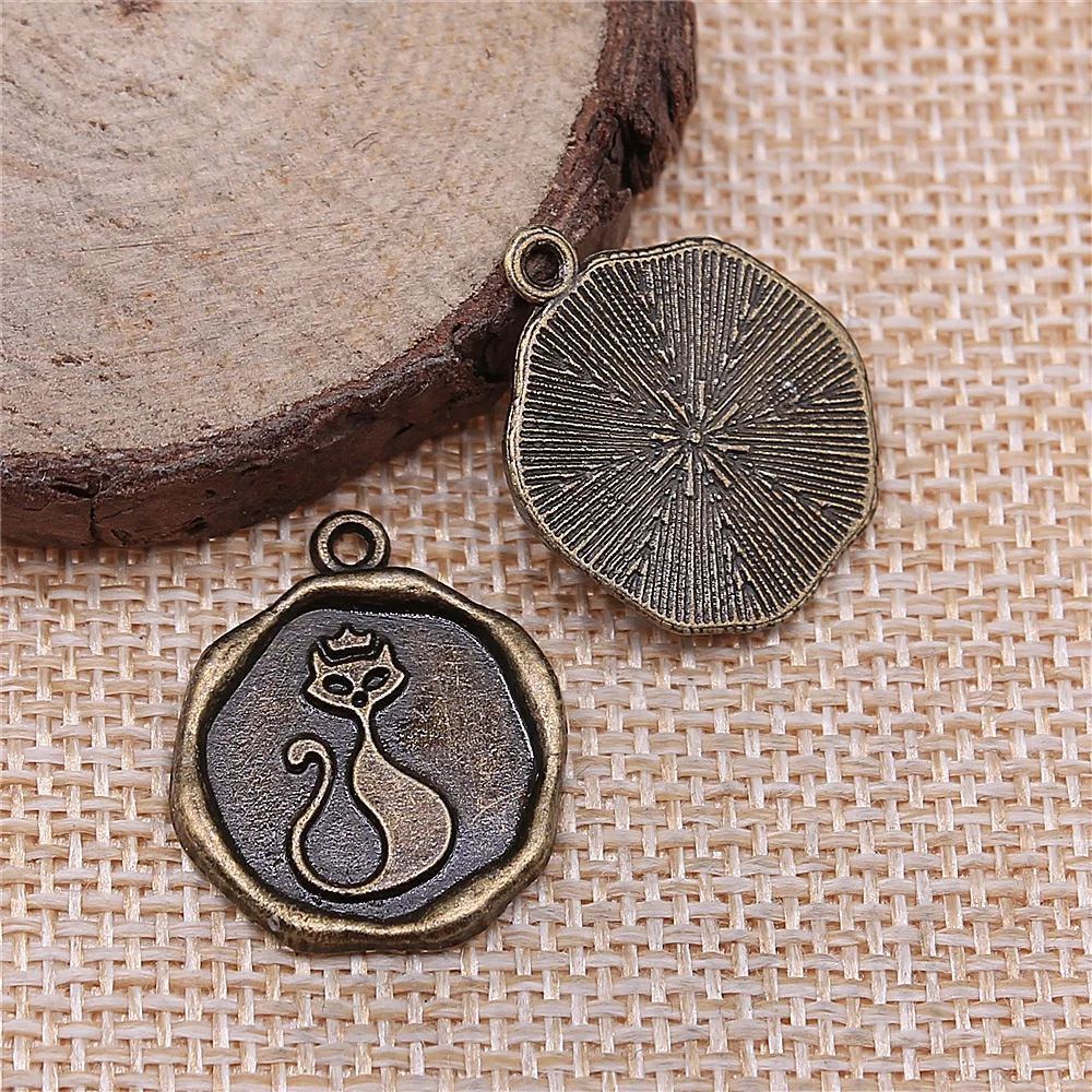 

WYSIWYG 10pcs 23x19mm Cat Charms For Jewelry Making Antique Bronze Color Charms Pendants Jewelry Accessories
