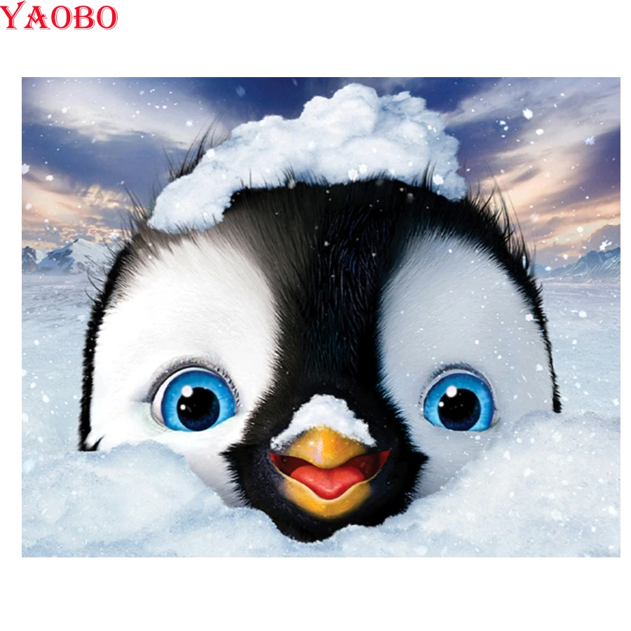Алмазная 5D картина сделай сам полноразмерная мозаика с рисунком пингвина Набор