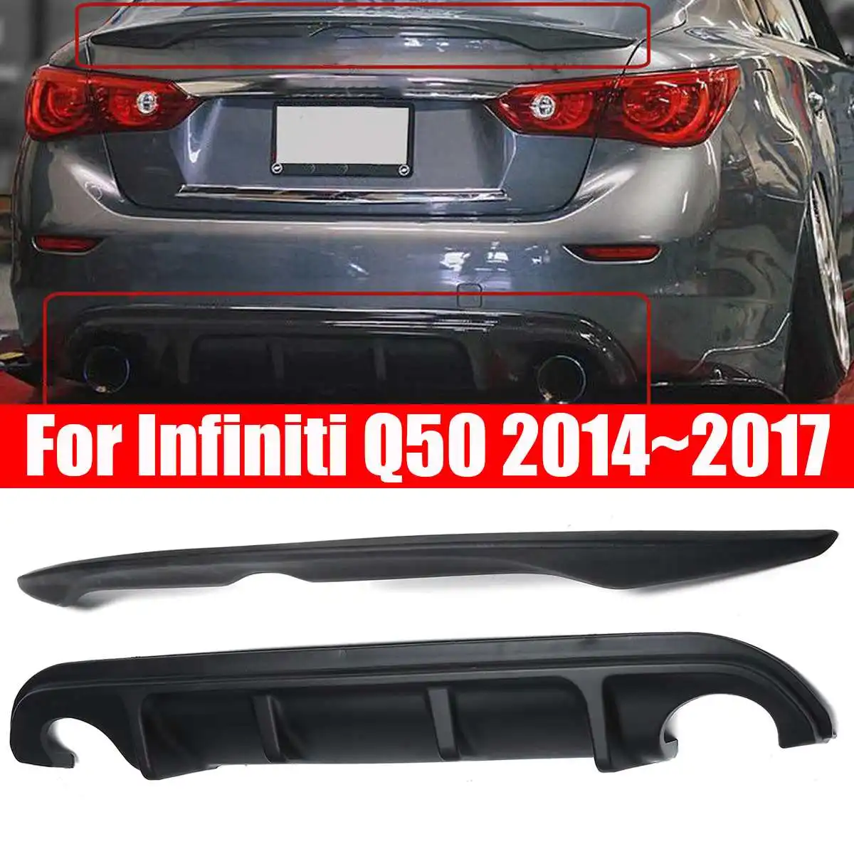 2 шт. для Q50 ABS Материал Автомобильный задний бампер диффузор спойлер Infiniti