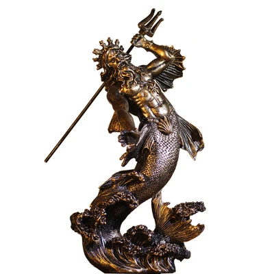 

25cm Ancient Greek mythology warrior handicraft figure sculpture Poseidon home decoration office culpture crafts statue