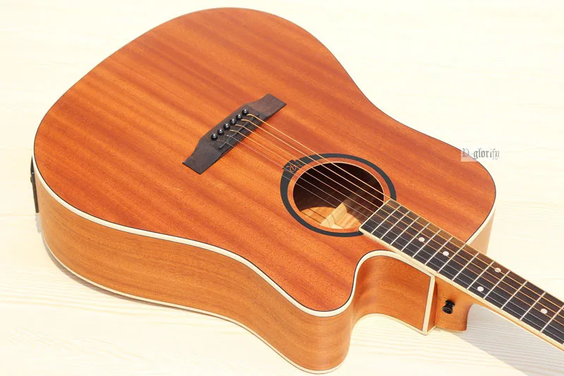 Полный sapele народная гитара с звукоснимателем
