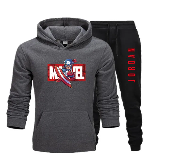 

Men's 2-piece hoodie sweatshirt, spring/fall men's hoodie, hoodie, men's cotton black casual print hoodie sweatshirt white S-3XL