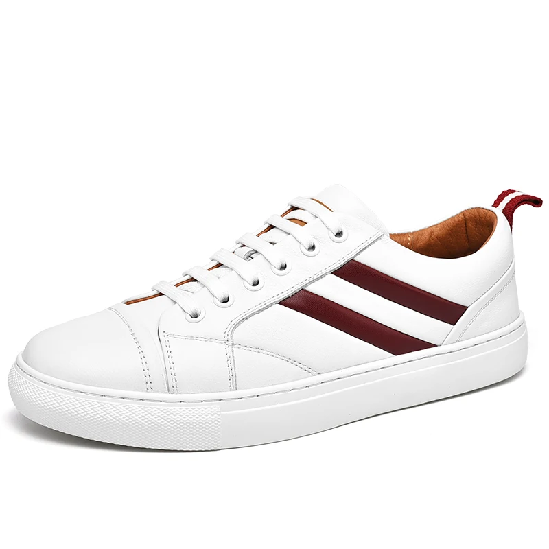 Beli Sepatu Datar Pria Kulit Asli Putih Sepatu Kasual Pria Musim Gugur 2021 Sneakers Fashion Pria Kualitas Terbaik Sepatu Pria Nyaman