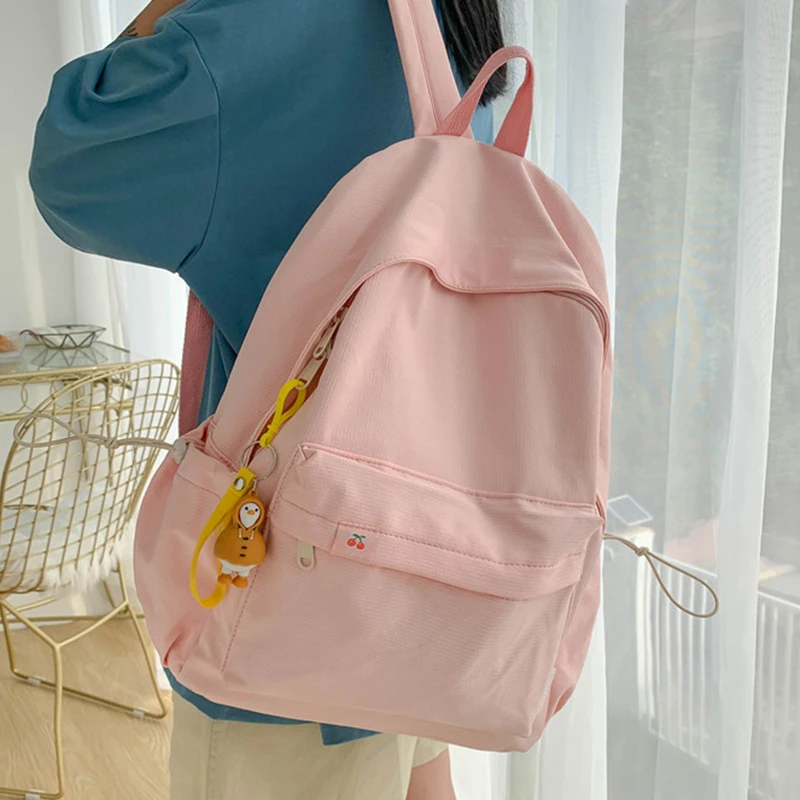 

Водонепроницаемый нейлоновый женский рюкзак, Женский дорожный ранец, школьный портфель для девочек-подростков, однотонная сумка для книг, ...