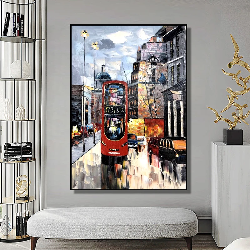 100% ручная роспись абстрактная картина уличный вид художественная живопись на
