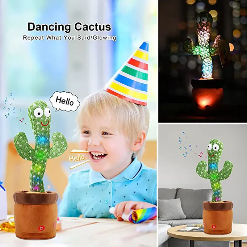 

игрушки для детей_ Танцующий кактус, плюшевые игрушки, поет голос, интерактивная электронная плюшевая кукла, украшение, подарок для детей, з...