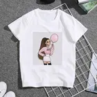 Детская футболка, новинка, летняя одежда для маленьких девочек, модная футболка для девочек с изображением жвачки, кавайная футболка с милым принтом для мальчиков, Ариана Гранде