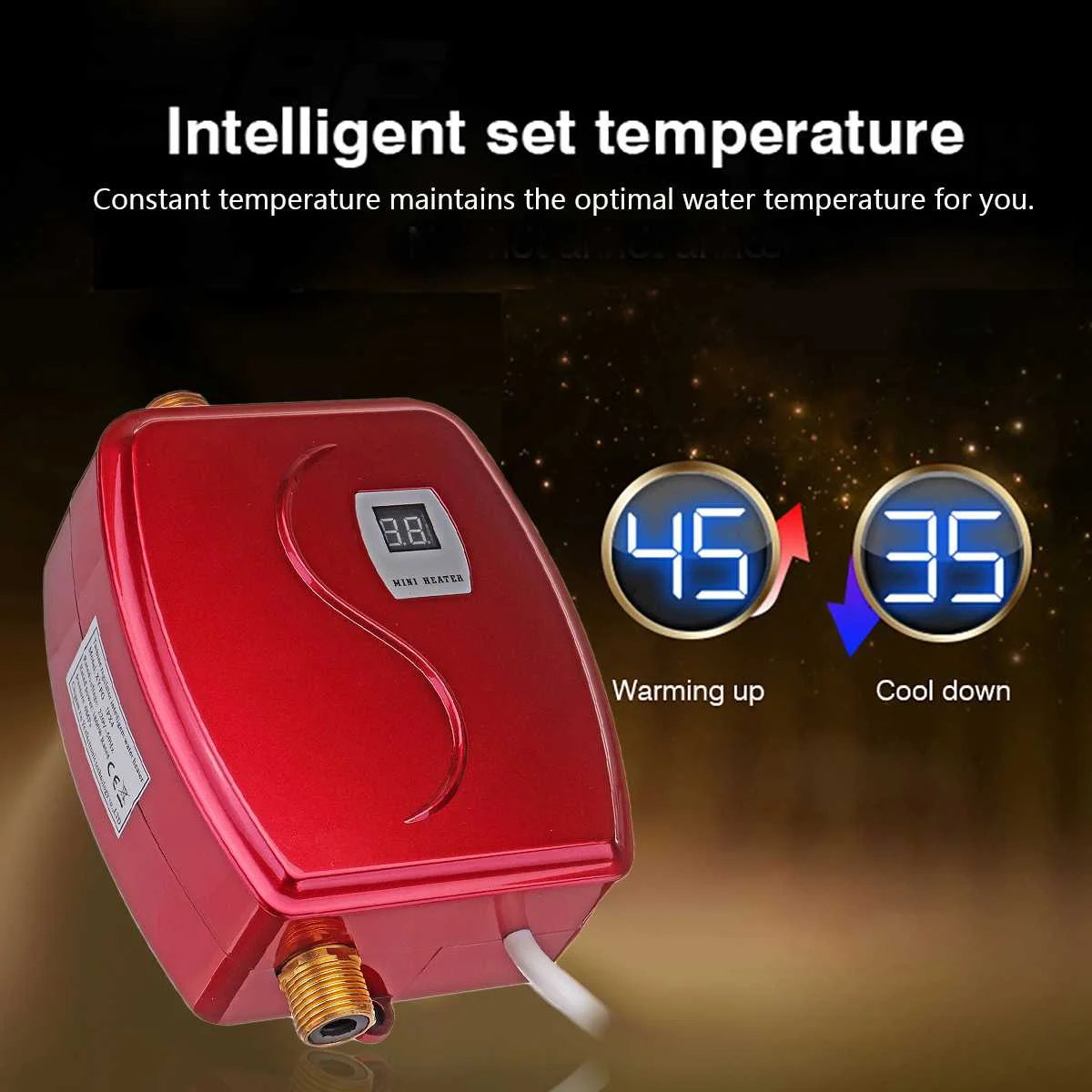 

3800W Mini Tankless Instant Hot Water Heater Faucet kitchen Heating Thermostat US/EU Plug Intelligent Energy Saving Waterproof