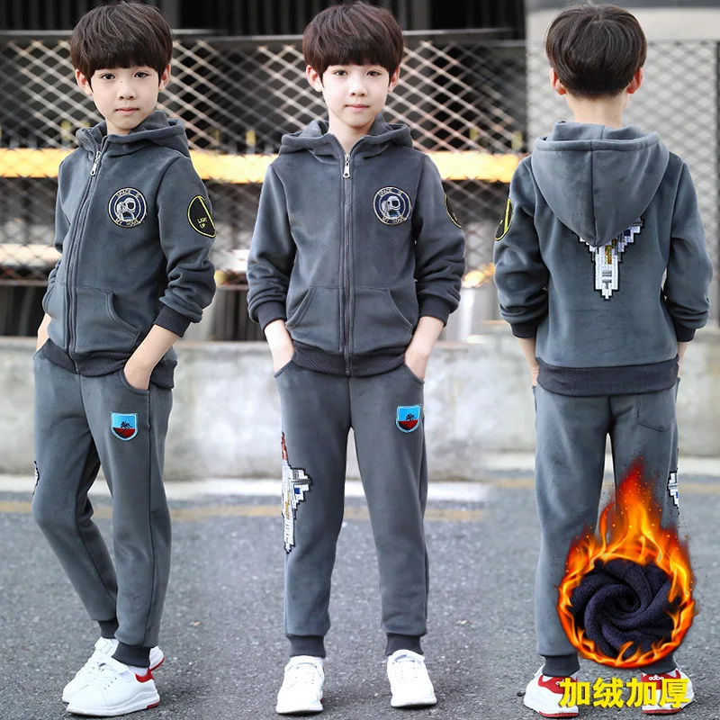 

Boys Clothing Sets Winter Big Kid Boys Velour Two-Piece Set Autumn Long Sleeve Velvet Tracksuits for Kids Sweatshirts Hoodies