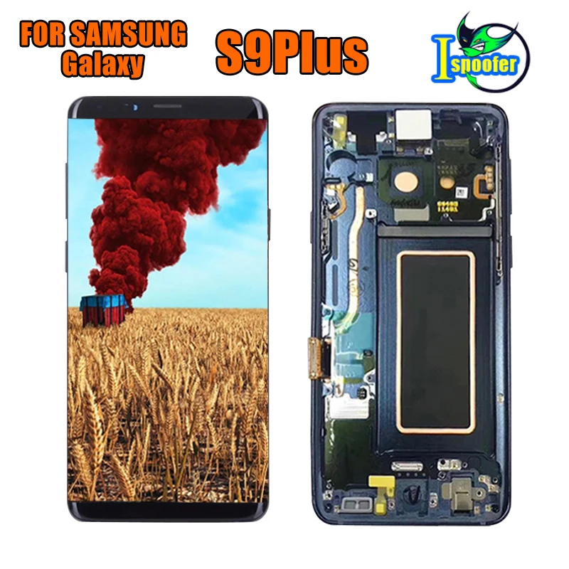 S9P Blue With Frame AMOLED для SAMSUNG Galaxy S9 Plus lcd кодирующий преобразователь сенсорного экрана в сборе с рамкой S9+ S9 lcd G960 G965 Замена - Цвет: S9P Blue With Frame