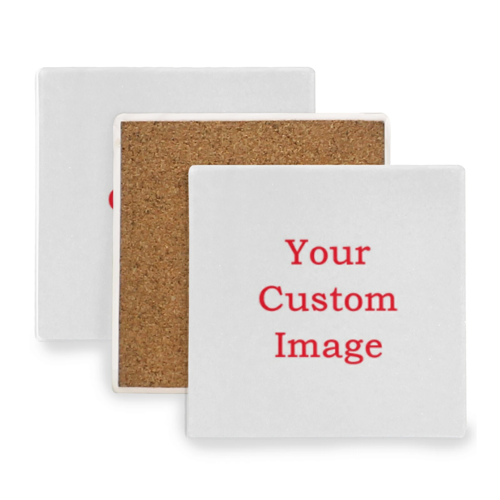 Custom Square Coasters Ceramic Stone With Cork Backing Prevent Furniture From Dirty Scratched Coasters Set of 4 For All Cups