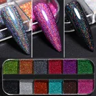 Радужный Блеск для ногтей Радужный серебристый блестящий хромированный Блестящий Порошок для ногтей УФ-Гель-лак хлопья Пыль для пигмента маникюра