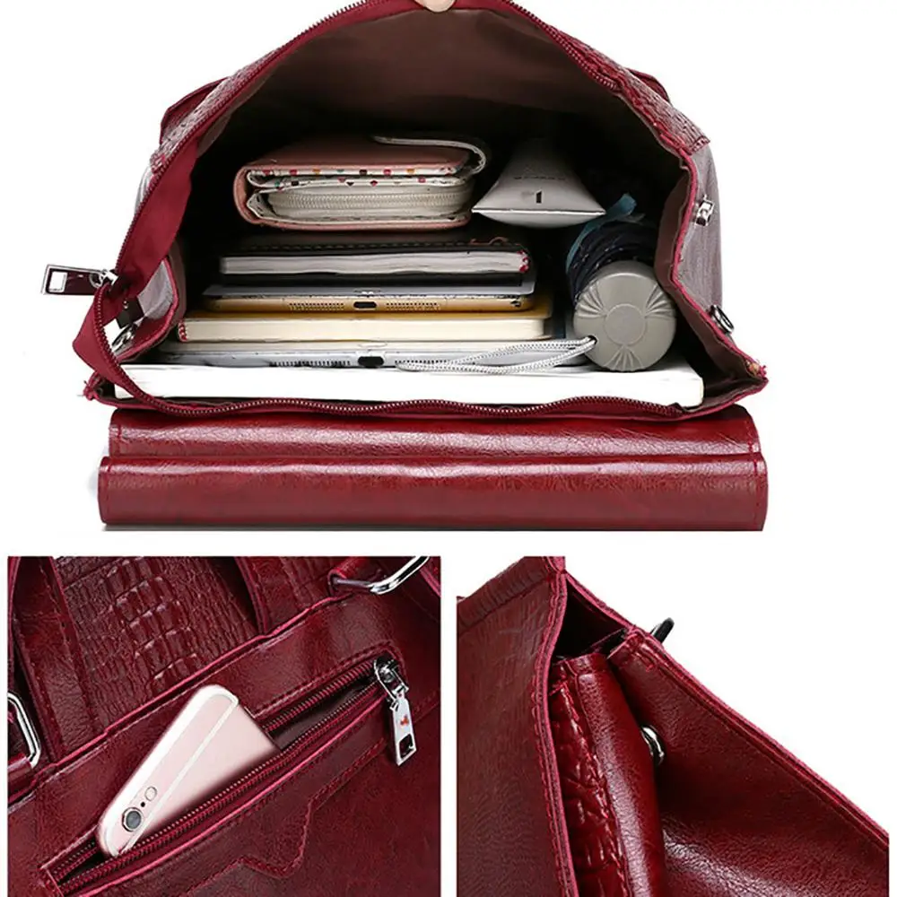 Женский рюкзак из сплит кожи с принтом крокодила|Мужские рюкзаки| |