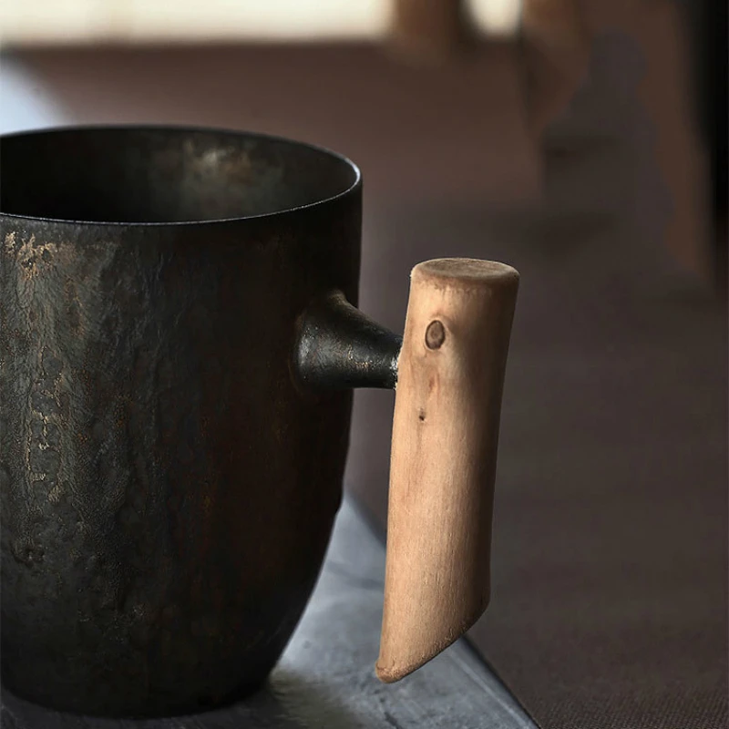 Класс кружка японского Винтаж Керамика Позолоченные застекленные деревянные