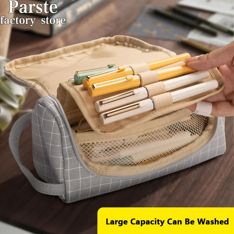 

Embroidery Large Capacity Pencil Bag Pen Case for Girls Student Candy Color Rulers Pouch Organizer Stationery School Supplies