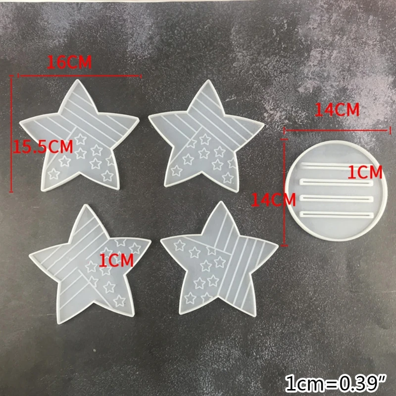 

A0NF Diy Crystal Epoxy Silicone Mold Five-pointed Star Table Decorative Mirror Surface Silicone Mold Resin Coaster Placemat