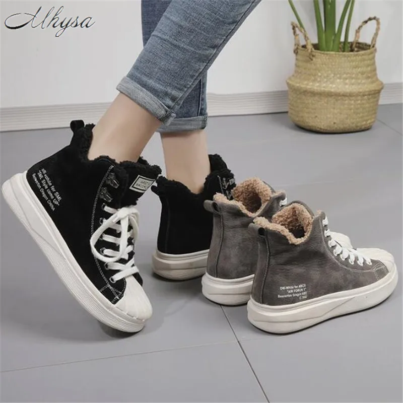 

2019 autumn and winter new cotton shoes women's casual plus velvet high-top shoes with wear-resistant women's boots Z408