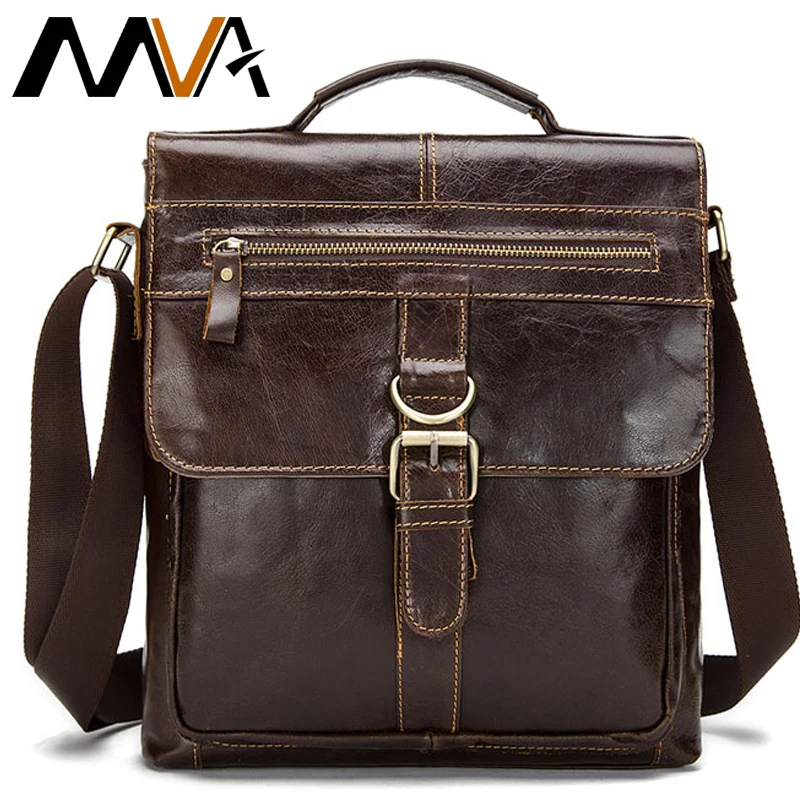 Сумка мессенджер MVA мужская с верхней ручкой саквояж на плечо из натуральной кожи