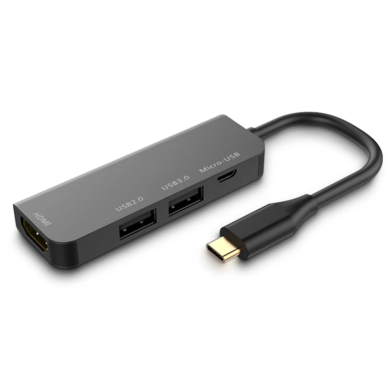 Usb хаб Тип C на HDMI Совместимость USB2.0/USB3.0/HDMI/Micro USB 1080P адаптер для компьютера