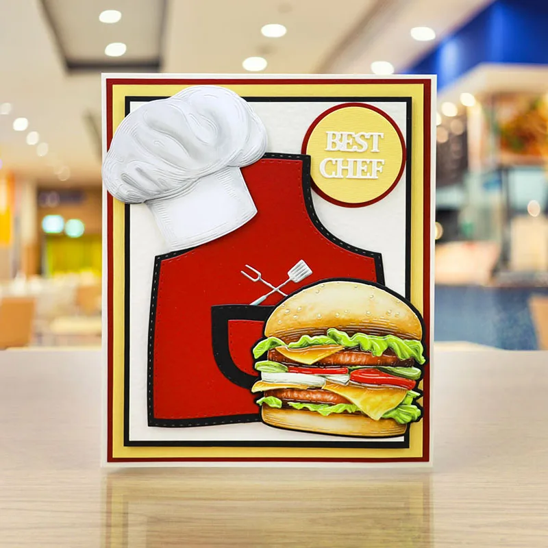 QWELL фартук шеф-повара металлические режущие штампы для скрапбукинга и открыток