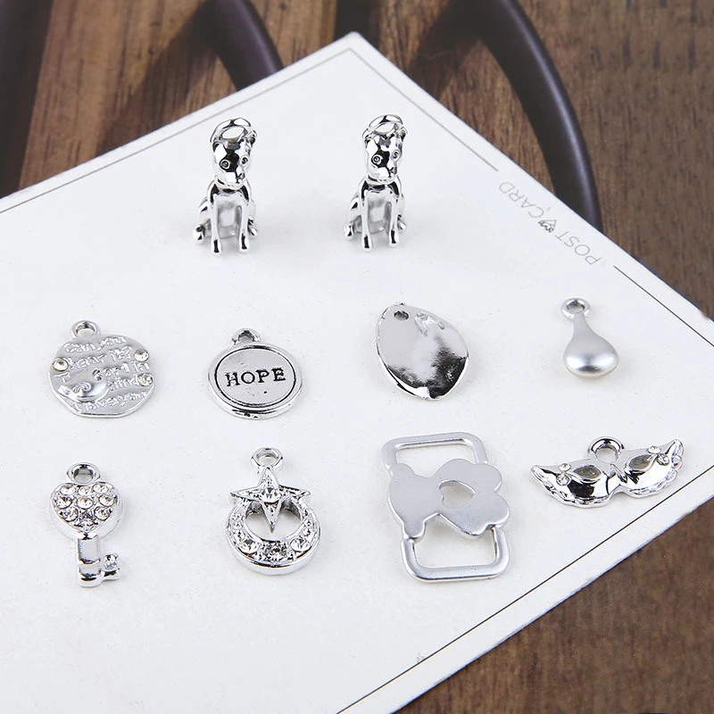 10pcs Hot Sale White K Color Leaves Bear Hat Key Mask Pendant Statement Earrings Simple Fashion Jewelry Accessories For
