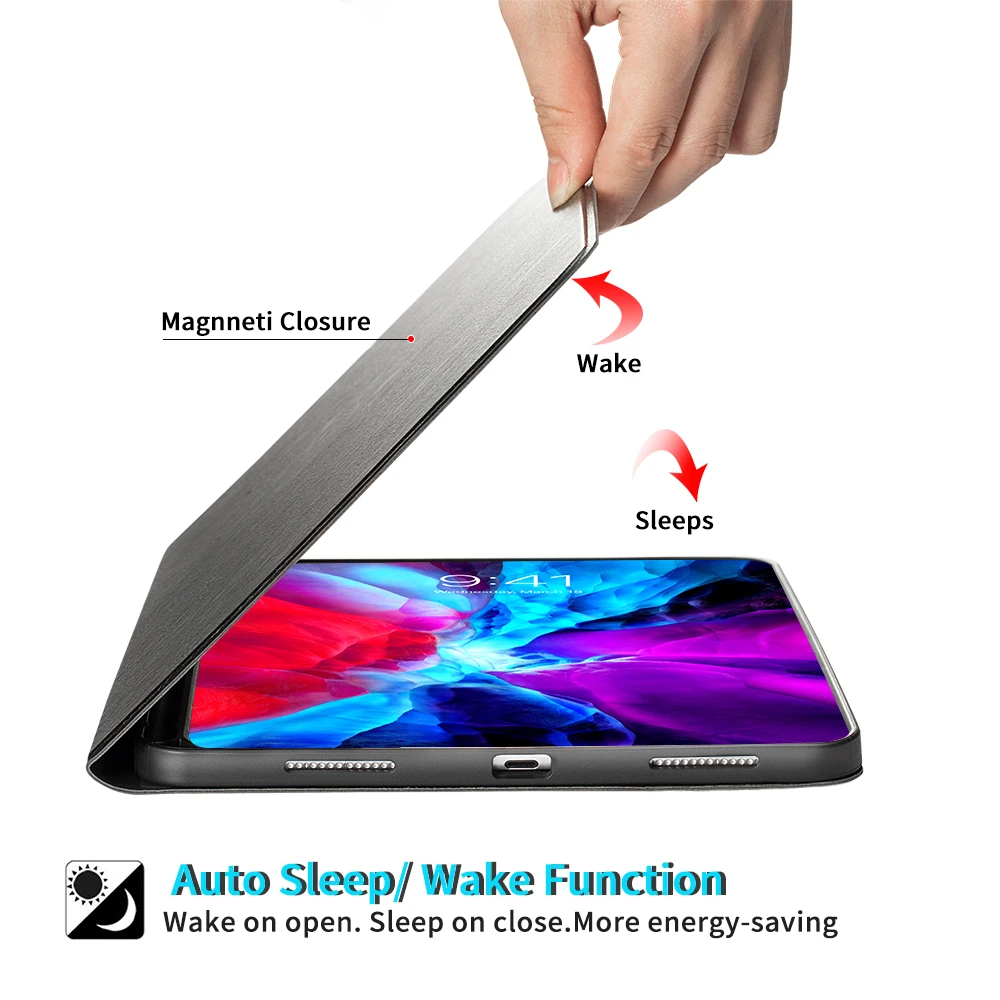 Чехол для iPad Pro 12 9 2020 чехол из искусственной кожи тонкий три сложения подставка