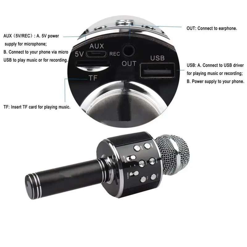 Беспроводной Bluetooth караоке Ws858 микрофон динамик портативный ручной машина пение