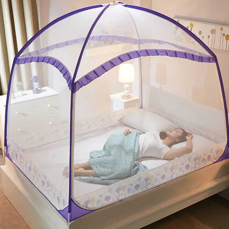 

2019 Anti Mosquito Net Tent for Bed Kids Anti-falling Mosquito Netting Mesh 4/5/6Feet Three-door Mongolia Bed Canopy with Zipper