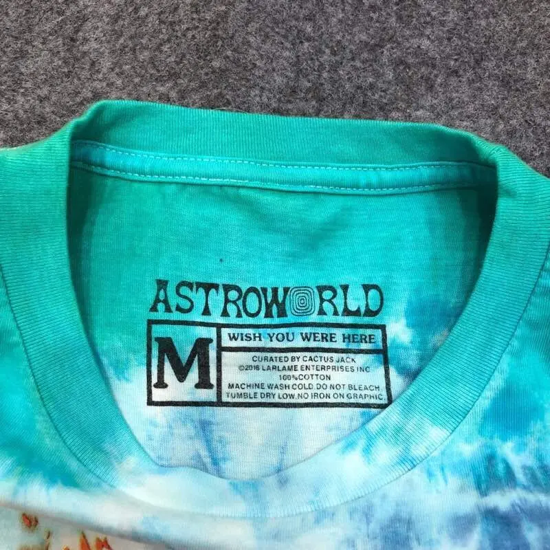 

2020ss TRAVIS SCOTT SMILEY Tie Dye Astroworld Tee 1:1 Fashion Men Women Casual Short Sleeve Hip Hop T Shirt Astroworld Top Tees
