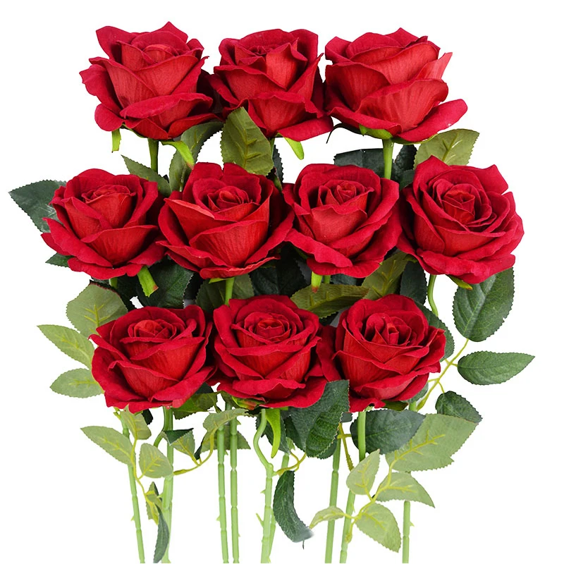 

1/3Pcs Artificial Flowers Bouquet Red Silk Fake Rose Flower for Wedding Home Table Decoration Christmas Valentine's Day Gift