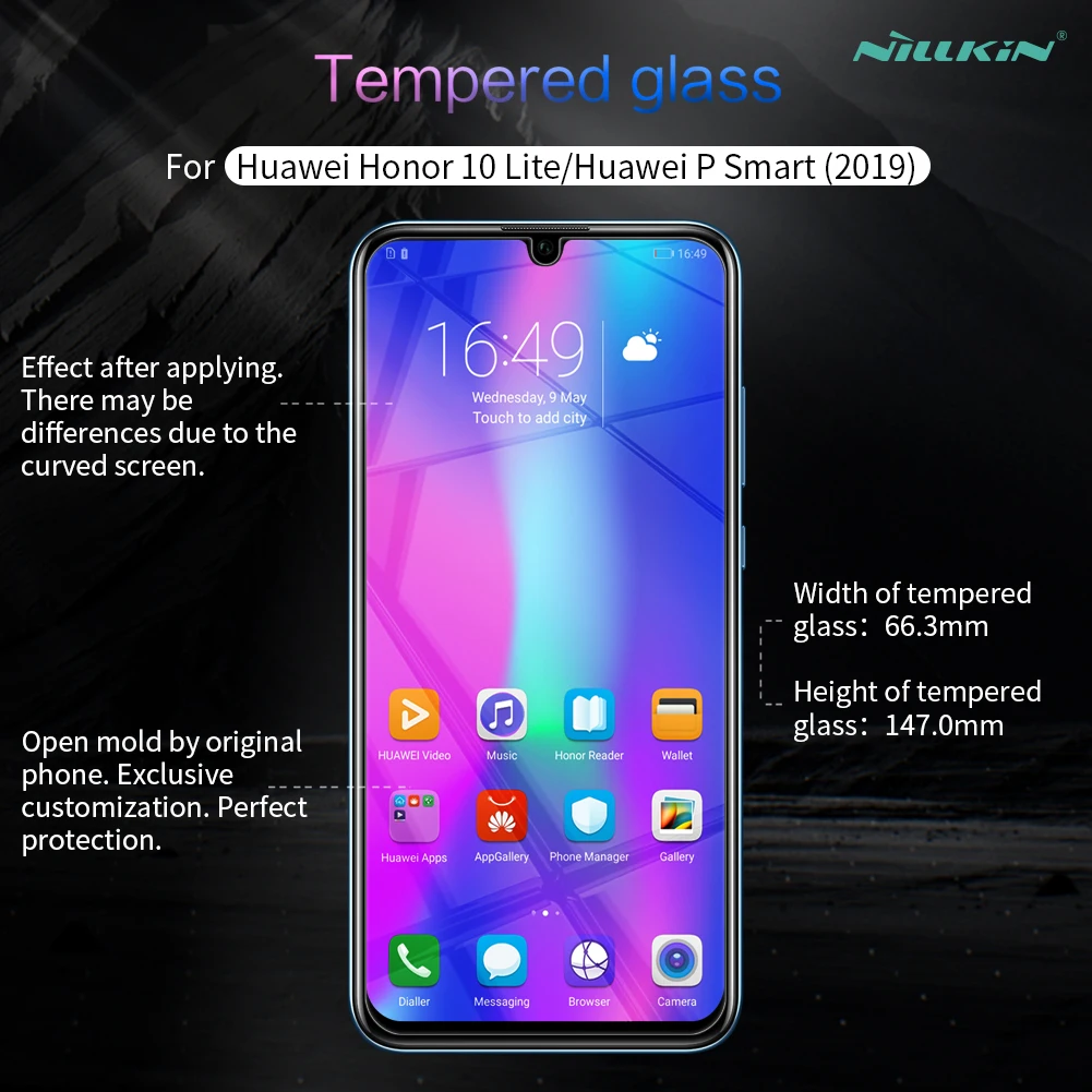 Huawei Honor 10 облегченное Закаленное стекло протектор экрана Nillkin 9H жесткий прозрачный защитное стекло на huawei P Smart Nilkin