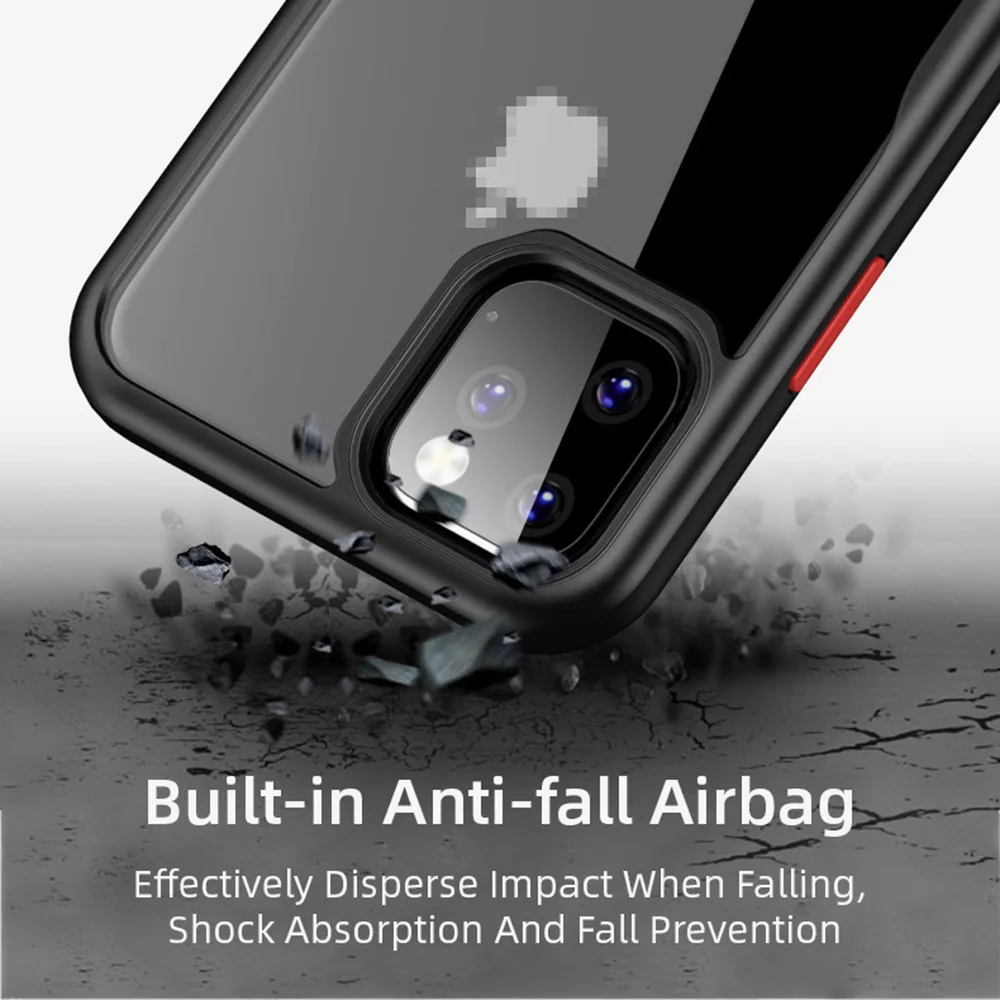Прозрачные чехлы для телефонов iPhone 11 Pro Max с защитой от падения Мягкий Прозрачный