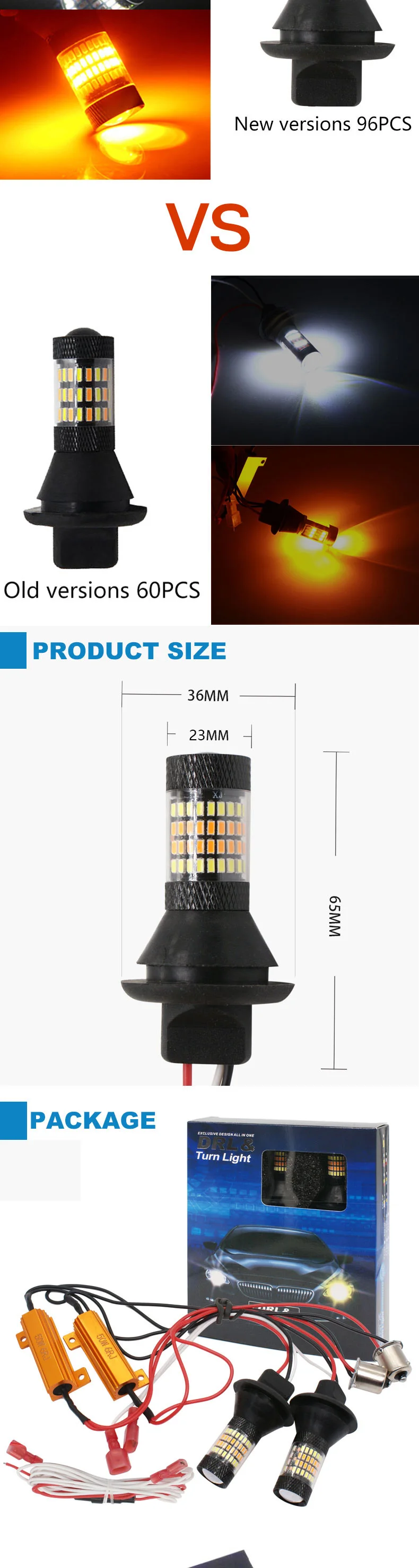 DRL p21w py21w T20 7440 96 Светодиодный Bau15s ba15s 1156 Canbus DRL ходовой светильник s& указатель поворота светильник двойной режим DRL светодиодный внешний свет