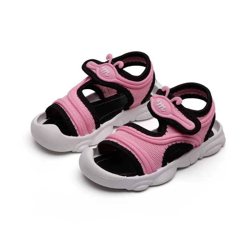 

2021 Summer Kids Boy Girl Shoes Sandals Hook&Loop Mixed Colors Cover Toe Fashion Flat Heels Non-slip Pink Beach Sandals