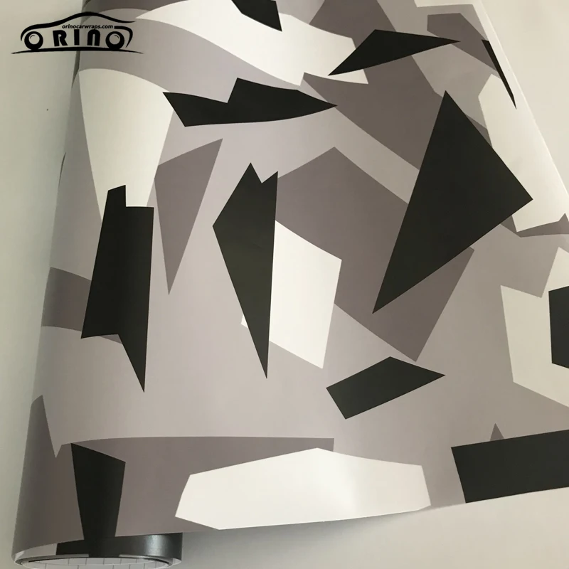 Черная белая серая Арктическая камуфляжная виниловая пленка для автомобиля